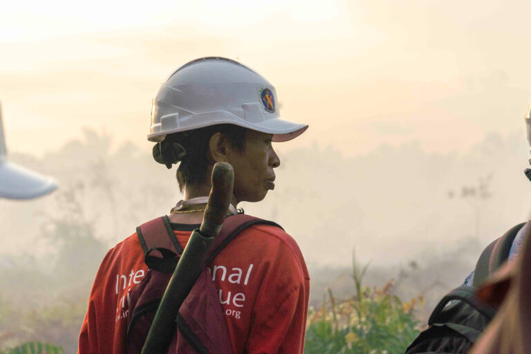 A volunteer firefighter from the Power of Mama group.