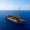 Oil production vessel Liza Destiny 200 km offshore of Guyana in the Stabroek block. Image via www.oilnow.gy.