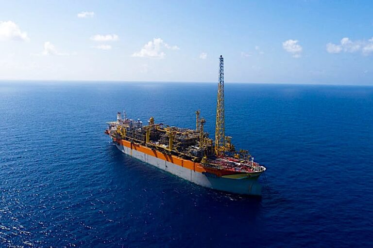 Oil production vessel Liza Destiny 200 km offshore of Guyana in the Stabroek block. Image via www.oilnow.gy.
