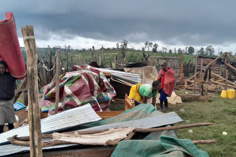 Ogiek recovering belongings from a house demolished by Kenya Forest Service officers. Image courtesy OPDP.